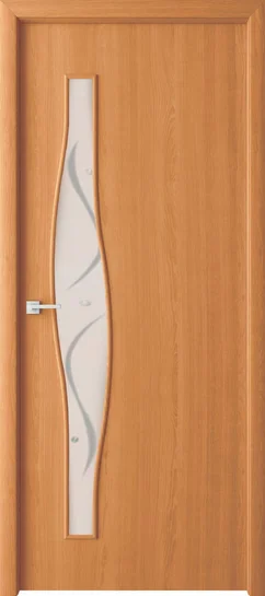 Дверь ВДК Волна миланский орех стекло фьюзинг 60х200, МДФ