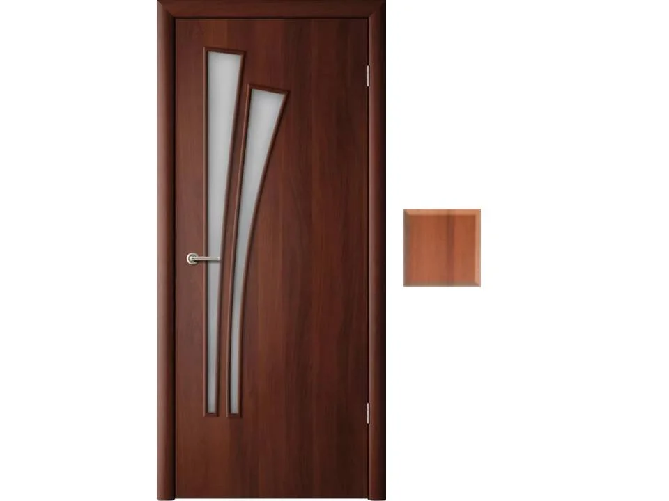 Дверь ВДК Пальма итальянский орех стекло 80х200, МДФ