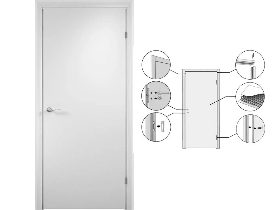 Дверь VERDA Финка с четвертью белая глухая 600(620)*2024(2036) (замок 2014)
