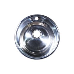 Мойка нержавеющая врезная, круглая, D51 (0,6), выпуск 3 1/2 (ECO), с сифоном, крепежом и уплотнителем (без гофротрубы), глянцевая