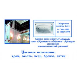 Карниз для ванной "Угловой хром" цельнометаллический, 180*90 (р)