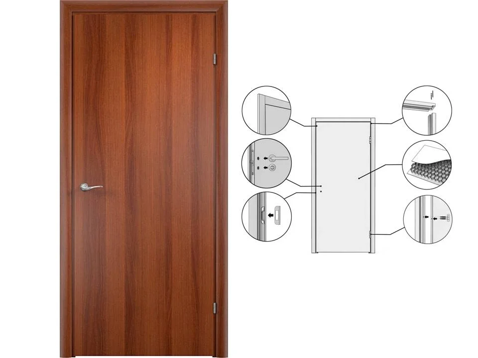Дверь VERDA Финка с четвертью итальянский орех глухая 700(720)*2024(2036) (замок 2014)