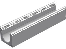 Лоток водоотводный GIDROLICA BGU-Z DN150 E600 с оцинкованной насадкой № 10-0, 1000*213*265 мм арт.14672