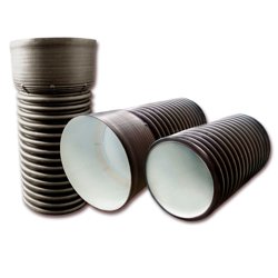 Труба канализационная гофрированная двухстенная FD-Plast D 400/343 с раструбом L-6м, черная SN8