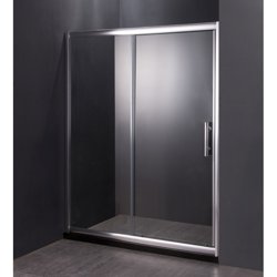 Шторка для ванны GROSSMAN GR-150/2 140*150см, алюминиевый профиль, стекло ПРОЗРАЧНОЕ 6мм