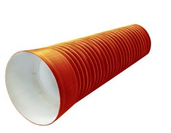 Труба канализационная гофрированная двухстенная FD-Plast D 340/300 с раструбом L-6м, чёрная SN8