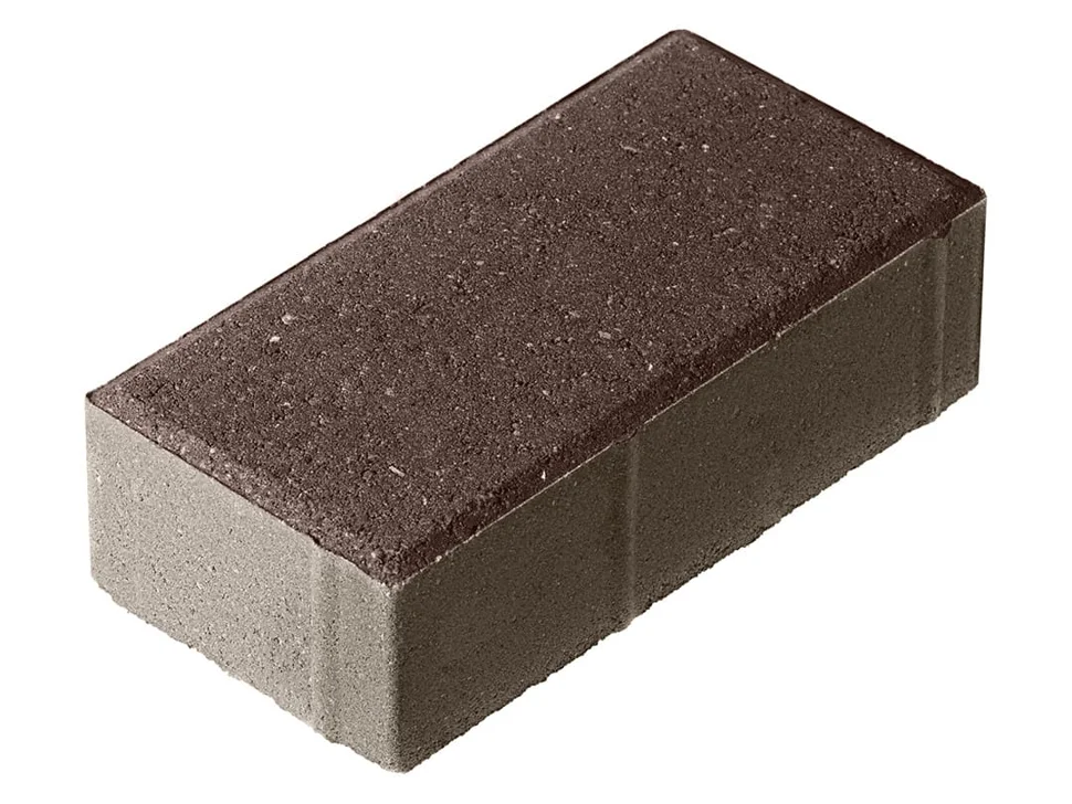 Плитка тротуарная Брусчатка коричневая 200*100*60 мм (0,02 кв.м.) верхний прокрас, серый цемент СИЯН