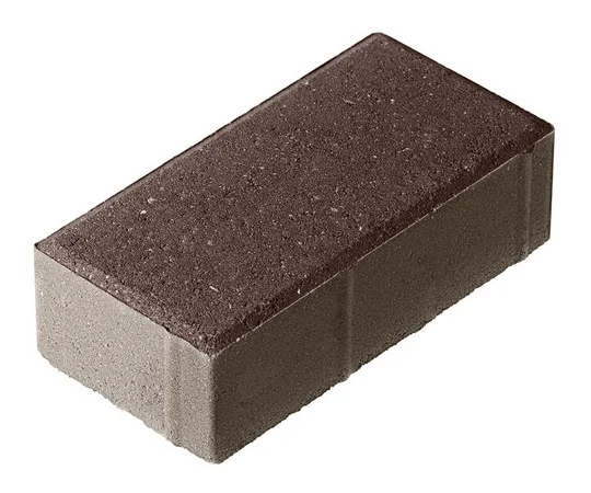 Плитка тротуарная Брусчатка коричневая 200*100*80 мм (0,02 кв.м.) верхний прокрас, серый цемент СИЯН
