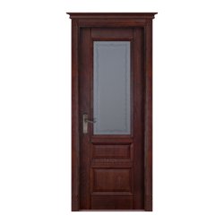 Дверь ОКА "Аристократ №2" стекло, махагон 80 (массив ольхи)