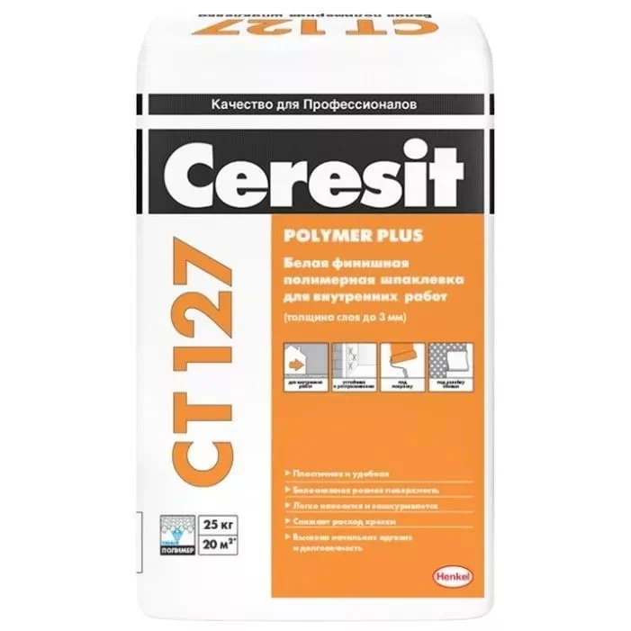 Шпаклевка полимерная CERESIT CТ 127 финишная белая 25 кг