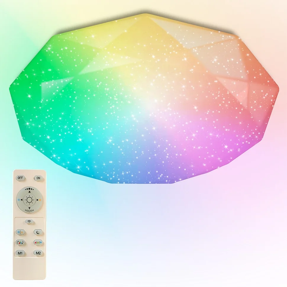 Светильник управляемый светодиодный ALMAZ 60W RGB R-493-SHINY/WHITE-220V-IP44 /2019