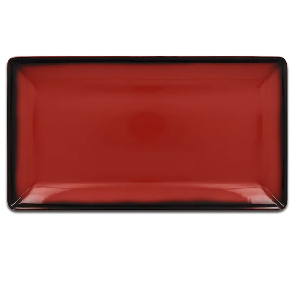 Тарелка плоская прямоугольная 12х20,5см красный с черным, Борисовская керамика pezzo ФРФ88809207