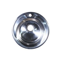 Мойка нержавеющая врезная, круглая, D49 (0,6), выпуск 3 1/2 (ECO), с сифоном, крепежом и уплотнителем (без гофротрубы), глянцевая