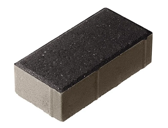 Плитка тротуарная Брусчатка черная 200*100*60 мм (0,02 кв.м.) верхний прокрас, серый цемент СИЯН