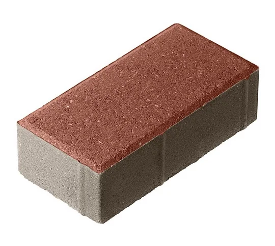 Плитка тротуарная Брусчатка красная 200*100*70 мм (0,02 кв.м.) верхний прокрас, серый цемент СИЯН