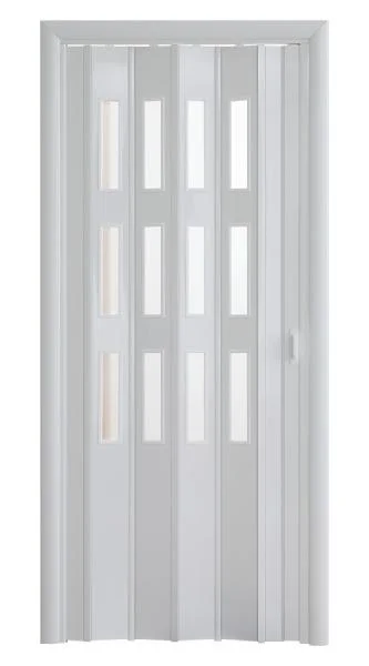Дверь пластиковая Фаворит (c расстекловкой), раздвижная &quot;гармошка&quot; (840*2050мм) белый глянц