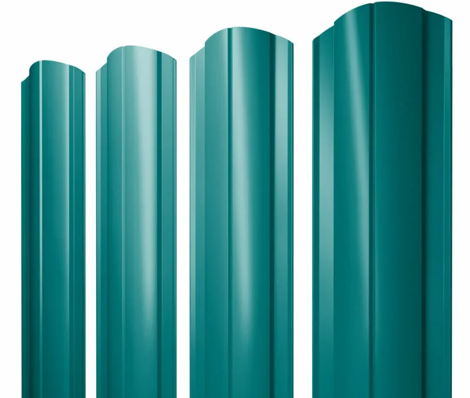 Штакетник металлический STYNERGY полукруглый фигурный 0.45 мм, PE RAL 5021 (голубая вода), ширина 118мм, длина 1.5 м.п.