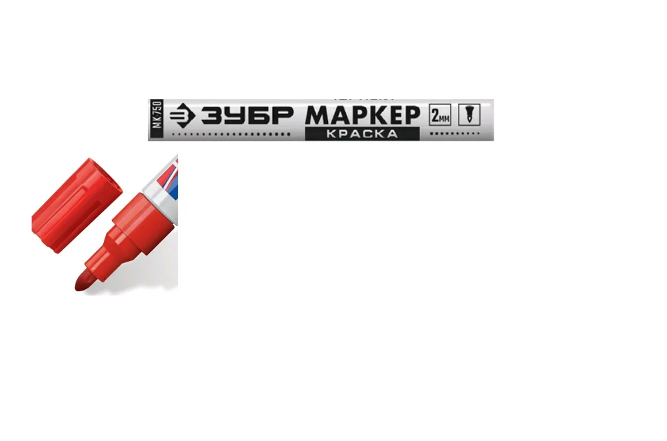 Маркер-краска ЗУБР МК-750 круглый наконечник, 2-4мм, красный