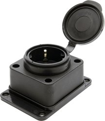 Колодка каучуковая с заземлением 1 гнездо16А IP44 черная Китай STEKKER RST16-31-44