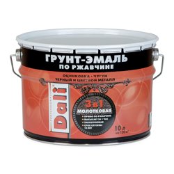 Грунт-эмаль по ржавчине с молотковым эффектом 3 в 1 DALI черная 10л