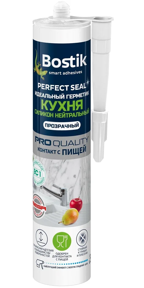 Герметик силиконовый BOSTIK Perfect Seal Кухня Нейтральный прозрачный 280мл (Т-ра перевозки не ниже +5град)