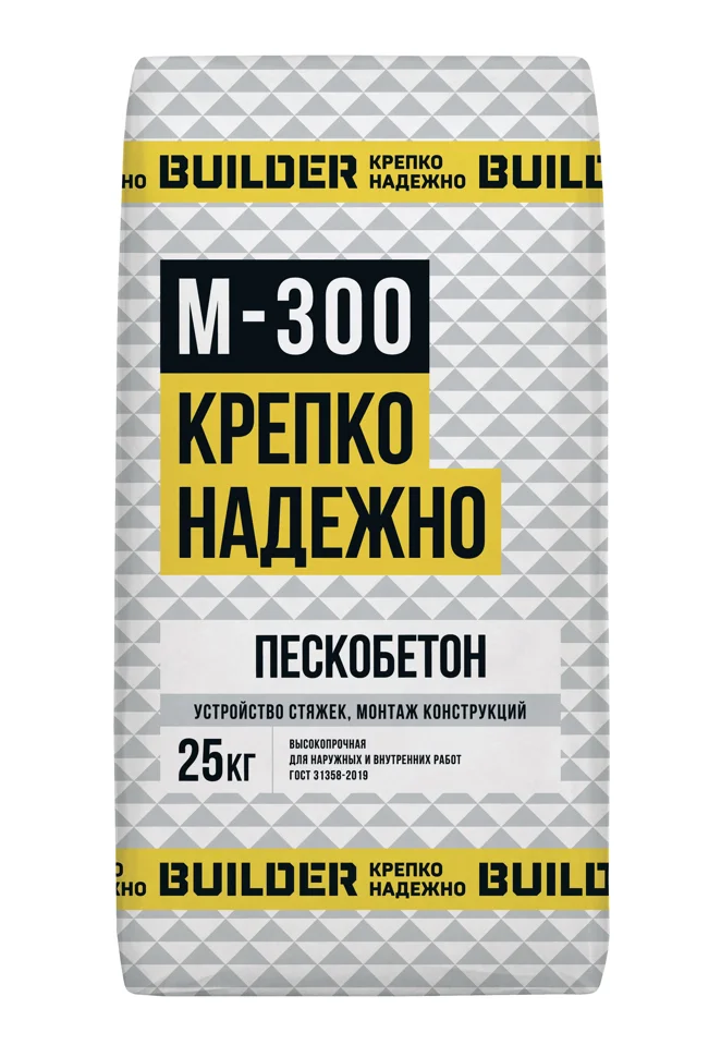Сухая смесь М-300 пескобетон 25 кг Builder