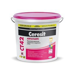 Краска ВД CERESIT СТ 42 акриловая 15 л база (транспарентная)