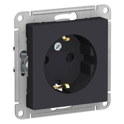 Механизм розетки одноместный СП AtlasDesign 16А IP20 с заземлением и защитной шторкой, карбон Systeme Electric ATN001045