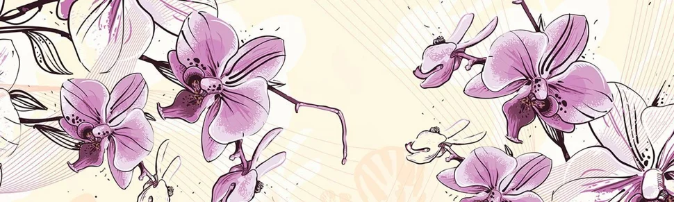 Панель-фартук АВС УФ-печать лак Абстракция 27 Розовые орхидеи 2000*600*1,5мм Оптион
