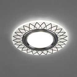 Светильник точечный Feron CD992 со светодиодной подсветкой 15LED*2835 SMD 4000K, MR16 50W G5.3, матовый белый, хром, с драйвером в комплекте*