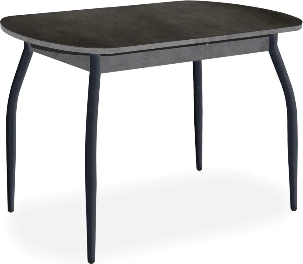 Стол Портофино-1, размер 70х110 (+32), цвет Серый камень/Кат1.NERO) + Нога №01 (цвет черный)