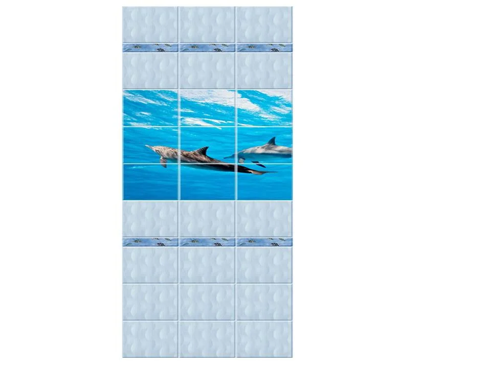 ПАННО ПВХ Дельфины 3 из 3-х панелей 0,25*2,7м фотопечать (в упаковке 4 панно)