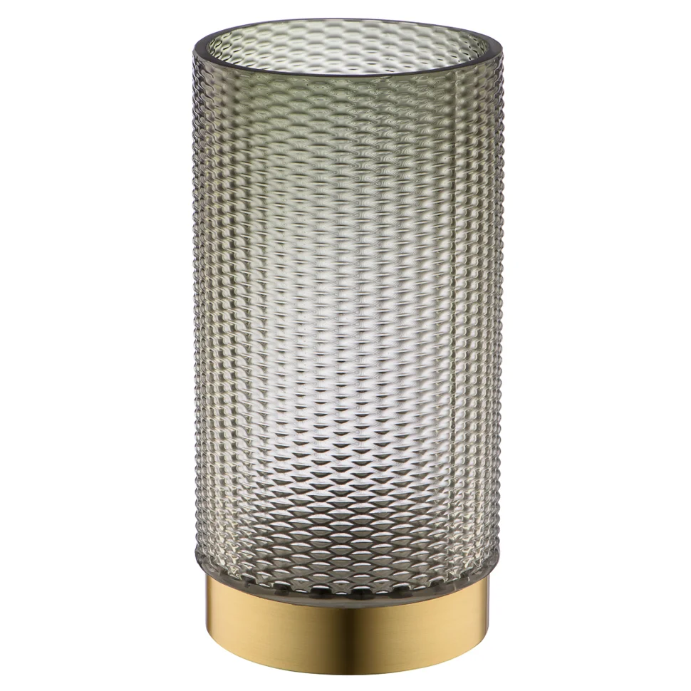 Декоративная ваза из цветного стекла с золотым напылением, Д125 Ш125 В240, серый