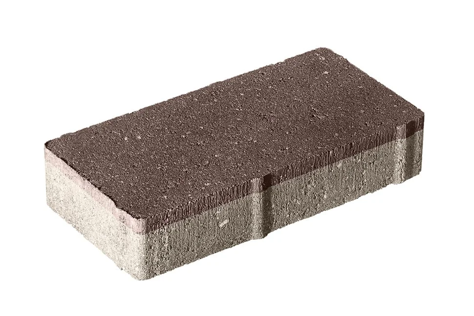 Плитка тротуарная Брусчатка коричневая 200*100*40 мм (0,02 кв.м.) верхний прокрас, серый цемент СИЯН