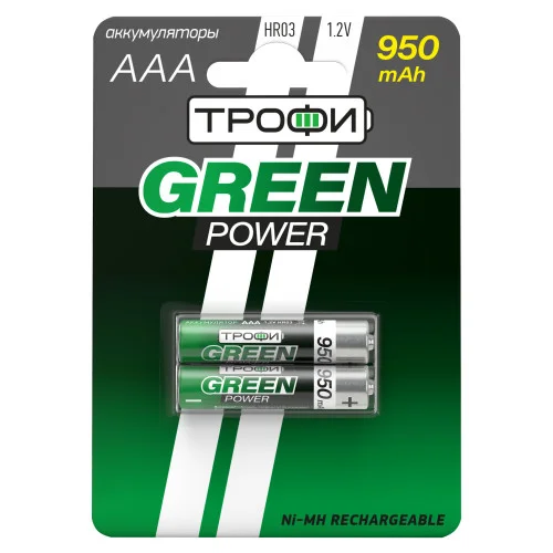 Аккумуляторная батарея ТРОФИ HR03-2BL 950 mAh GREEN POWER (уп. 2шт)