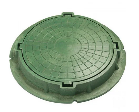 Люк полимернопесчаный тип ЛМ усиленный диаметр 75 см зеленый (нагрузка 3 т)
