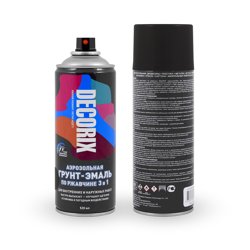 Грунт-эмаль по ржавчине 3 в 1 аэрозольная Decorix акриловая чёрный глянцевый 520 мл