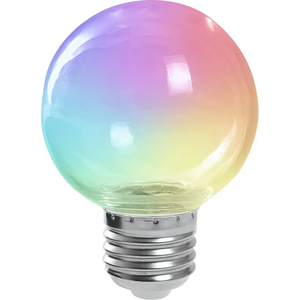 Лампа светодиодная 3W E27 230V RGB G60 Шар прозрачный быстрая смена цвета Feron, LB-371