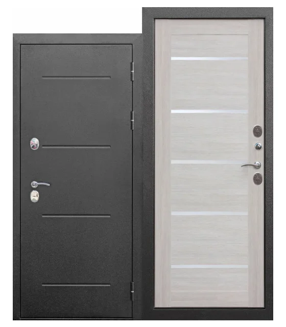 Дверь мет. ISOTERMA 860х2050 &quot;Пр&quot; Металл антик серебро/лиственница беж Россия