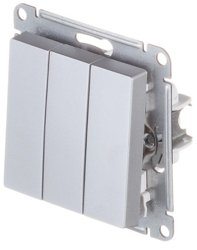 Механизм выключателя трехклавишный СП AtlasDesign 10А IP20 (сх. 1+1+1) 10AX алюм. SE ATN000331 Systeme Electric