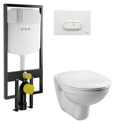 Унитаз подвесной Vitra NORMUS с инсталляцией в стену, сиденьем дюропласт, с белой кнопкой 740-0500