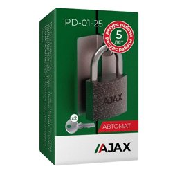 Замок навесной AJAX PD-01-25 2 англ. ключа