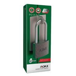 Замок навесной AJAX PD-01-50-L 3 англ. ключа (длин. дужка)(42239)