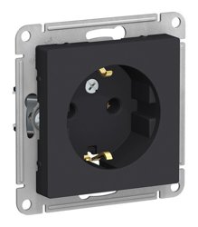 Механизм розетки одноместный СП AtlasDesign 16А IP20 с заземлением, карбон Systeme Electric ATN001043