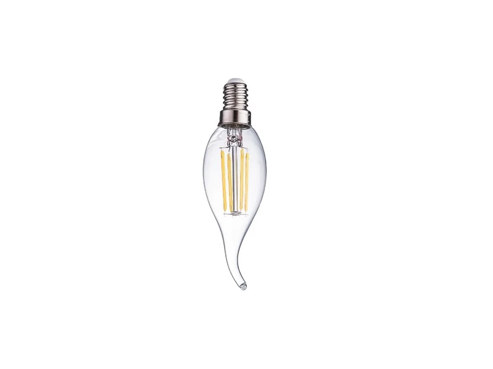 Лампа светодиодная 11W Е14 170-265V 4000K (белый) свеча на ветру (СW35) прозрачная филамент Фарлайт