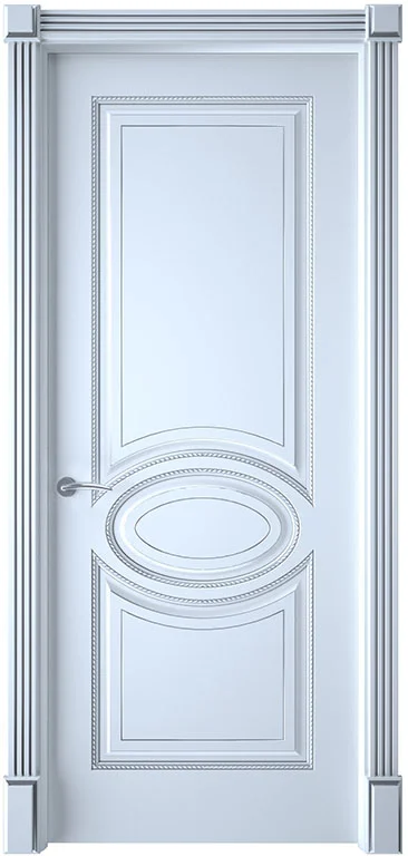 Дверь Porte Vista Верона-4 стекло светлое эмаль белая+патина серебро структура дуба 70