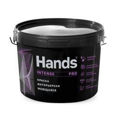 Краска ВД интерьерная моющаяся супербелая Hands Intense PRO 3кг