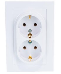 Розетка 2-местная СП AtlasDesign 16А IP20 с заземл. в сборе бел. Systeme Electric ATN000124