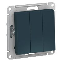 Механизм выключателя трехклавишный СП AtlasDesign 10А изумруд SE ATN000831 Systeme Electric