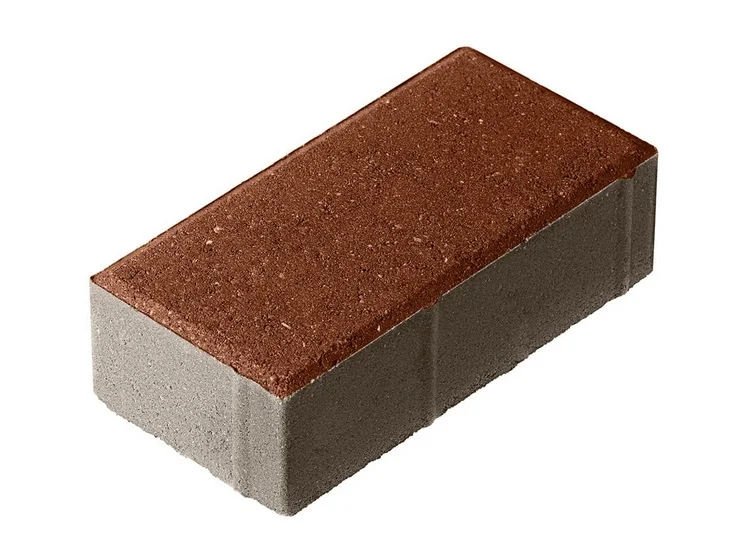 Плитка тротуарная Брусчатка терракотовая 200*100*60 мм (0,02 кв.м.) верхний прокрас, серый цемент СИЯН